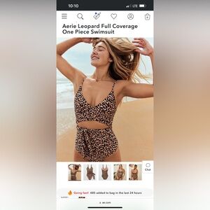 Aerie Leopard Full Coverage One Piece Swimsuit L